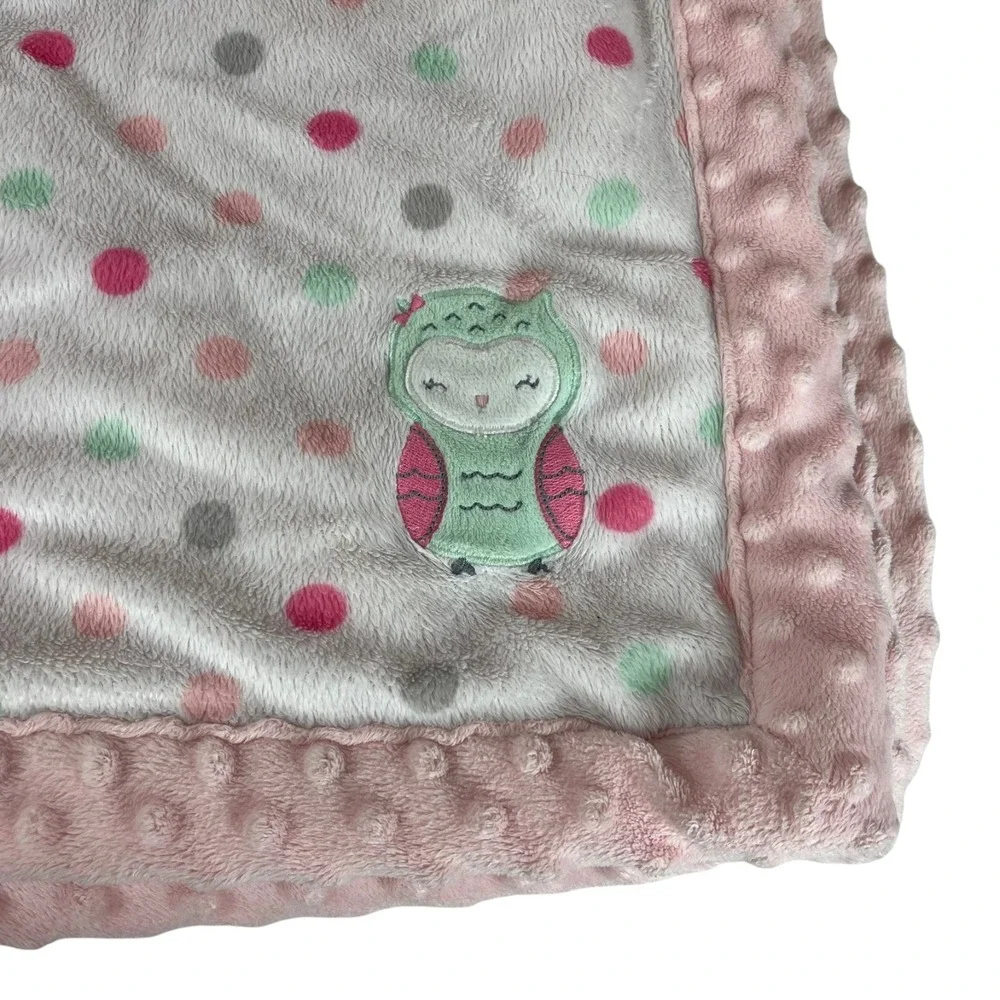 Carters Child of Mine Pink Dot Owl Baby Blanket Thick Warm‎ Green White